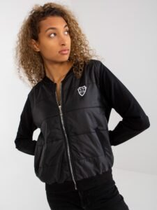 Black quilted bomber sweatshirt with
