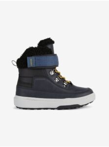 Dark blue boys' snowshoes with artificial fur