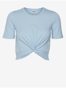 Light blue womens cropped T-shirt with knot