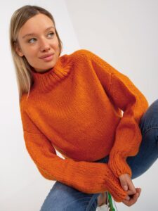Dark orange warm sweater with turtleneck