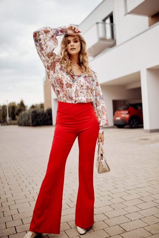 Elegant red women's trousers with