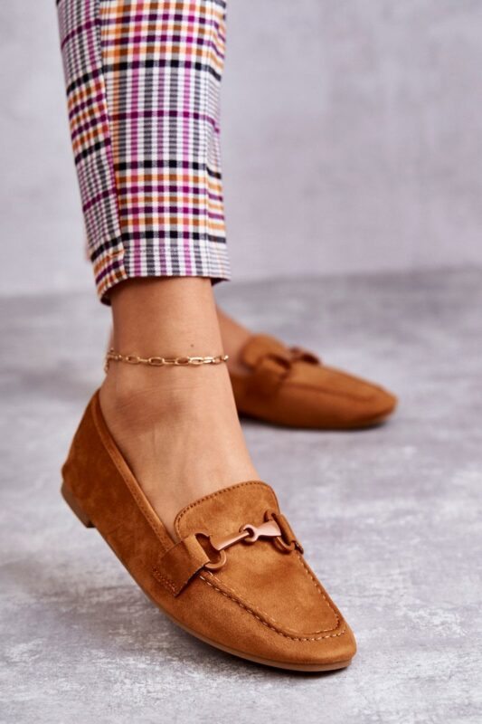 Suede moccasins with camel