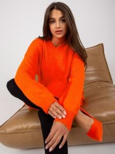 Orange knitted oversize dress