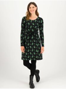 Green-black patterned dress with tie Blutsgeschwister