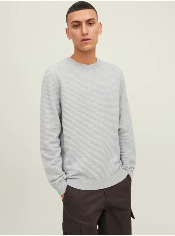 Light Grey Ribbed Basic Sweater Jack &