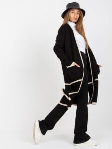 Long black beige cardigan with