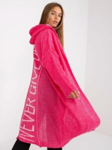 Fluo pink loose cardigan with OH BELLA