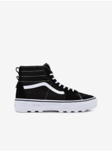 Black Women's Ankle Leather Sneakers