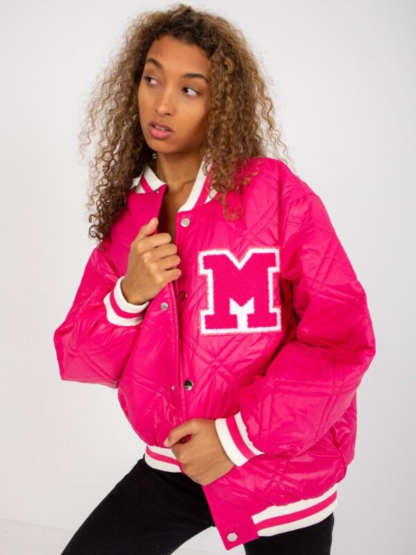 Fuchsia quilted bomber with