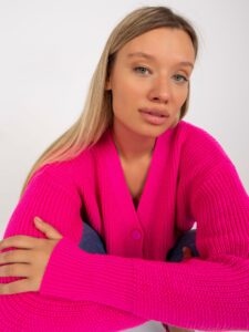 Fluo pink cardigan with button