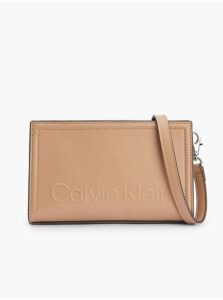 Beige women's crossbody handbag Calvin