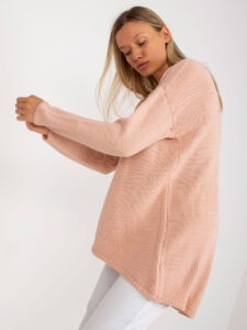 Dusty pink oversize sweater with longer