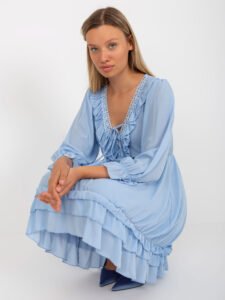 Light blue boho minidress with