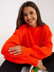 Orange oversize sweater with round