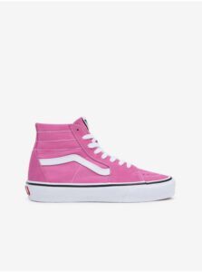 Dark Pink Women's Ankle Leather Sneakers