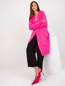 Fluo pink oversized long cardigan