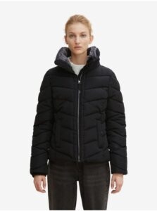 Black Ladies Quilted Winter Jacket with Concealed