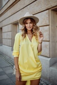 Yellow shirt dress with