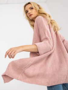 Pink Knitted Cardigan with 3/4