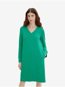 Green Women's Sweatshirt Dress with Pockets