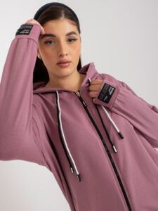 Dusty pink plus size zippered sweatshirt with