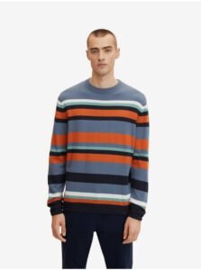 Orange-Blue Men's Striped Sweater Tom