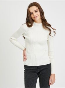 Cream Women's Ribbed Sweater Guess
