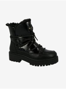 Black Women's Ankle Winter Boots with Artificial