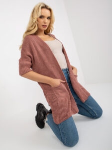 Dusty pink knitted cardigan with