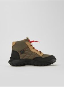 Khaki Kids Outdoor Ankle Boots with Suede