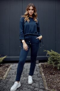 Ordinary women's tracksuit with asymmetrical