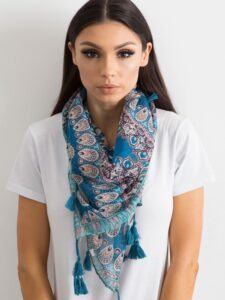 Blue scarf with ethnic