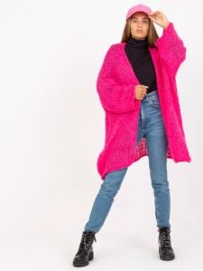 Fluo pink cardigan with wide