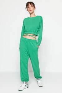 Trendyol Green Waist Detailed Knitted Top