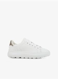 White Women's Leather Sneakers on the
