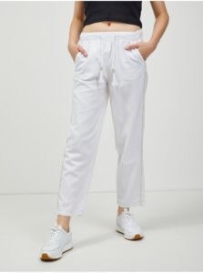 White linen shortened trousers with lamp