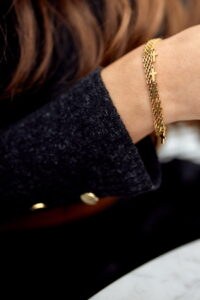 Wide bracelet with gold