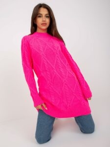Fluo pink minidress knitted with
