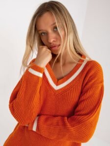 Dark orange loose knitted dress