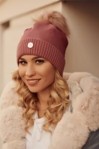 Dark pink winter cap with