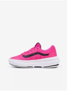Neon Pink Women's Sneakers with Leather