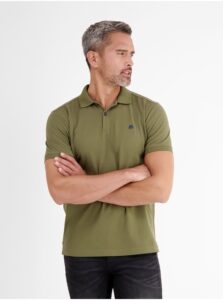 Khaki mens basic polo T-shirt