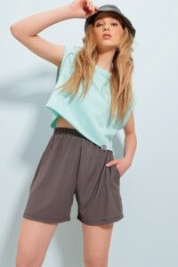 Trend Alaçatı Stili Shorts - Gray