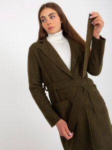 Khaki plush maxi coat with Merve