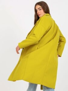 Olive single-breasted coat with pockets