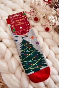 Women's socks with Christmas pattern in