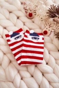 Youth striped socks with Santa Claus