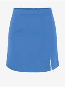 Blue Ladies Mini Skirt with Slit