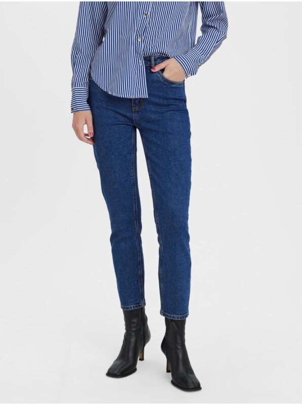 Dark blue shortened straight fit jeans VERO