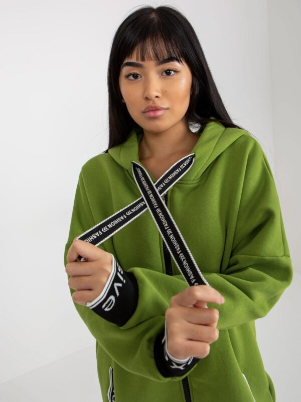 Light green long zippered sweatshirt made